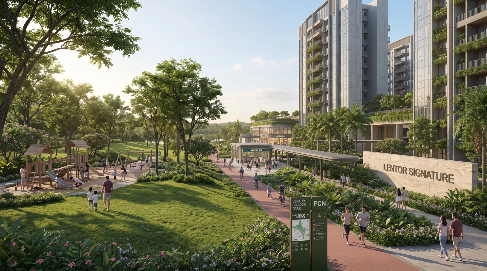 Park connector and playground next to Lentor Signature, artist's impression
